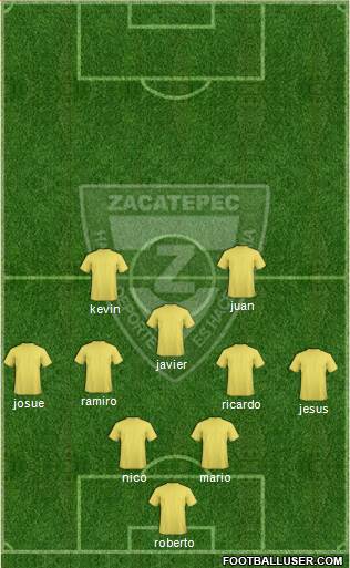 Club Cañeros de Zacatepec 4-3-2-1 football formation