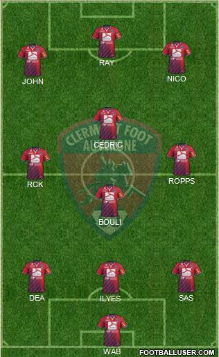 Clermont Foot Auvergne 63 4-3-3 football formation