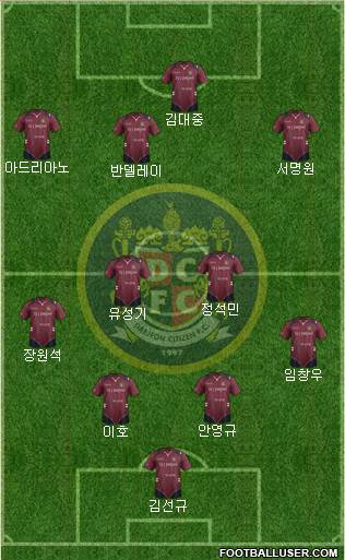 Daejeon Citizen 4-2-4 football formation