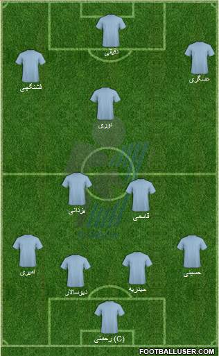 Paykan Tehran 4-2-3-1 football formation