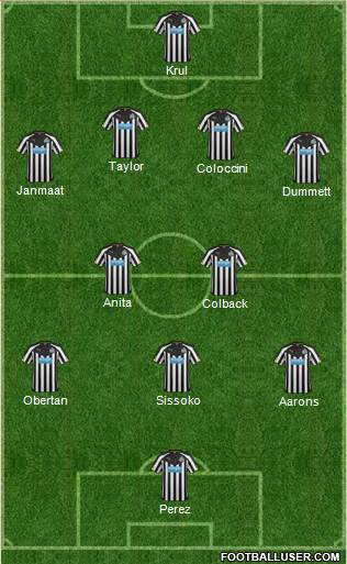 Newcastle United 4-1-4-1 football formation