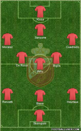 RAEC Mons 3-5-1-1 football formation