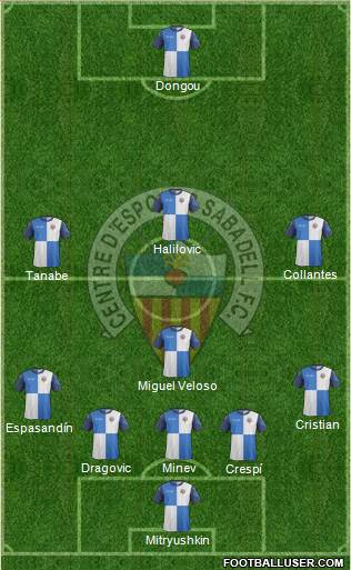 C.E. Sabadell 5-4-1 football formation