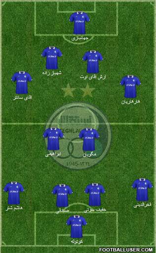 Esteghlal Tehran 4-5-1 football formation