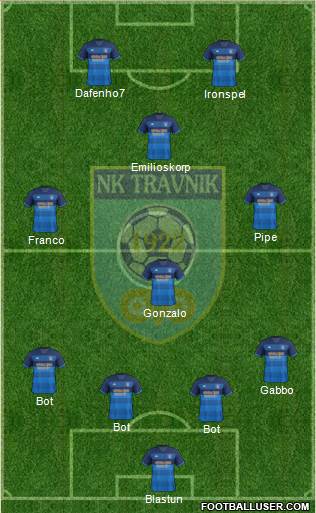 FK Travnik 4-2-2-2 football formation
