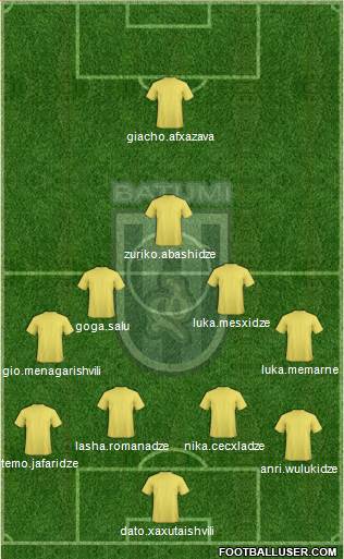 Dinamo Batumi 4-3-2-1 football formation