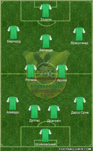 Prykarpattya Ivano-Frankivsk 4-2-3-1 football formation