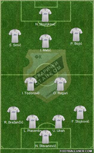 FK Cukaricki Stankom Beograd 4-5-1 football formation