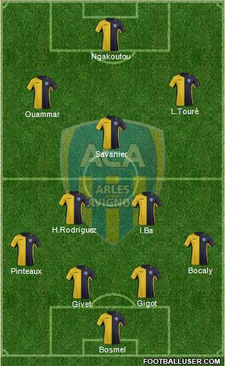 Athlétic Club Arles-Avignon 4-2-1-3 football formation