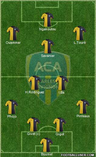 Athlétic Club Arles-Avignon 4-2-1-3 football formation
