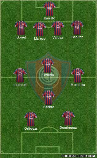 C Cerro Porteño 4-3-1-2 football formation