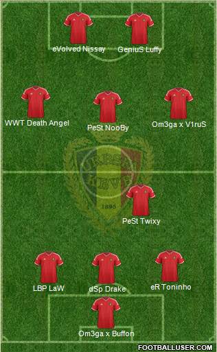 Belgium 3-5-2 football formation