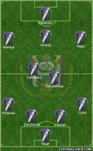 RSC Anderlecht 4-5-1 football formation