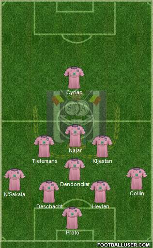RSC Anderlecht 5-4-1 football formation