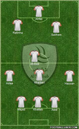 Al-Shabab (KSA) 3-4-3 football formation