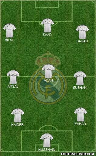 Real Madrid C.F. 3-4-3 football formation