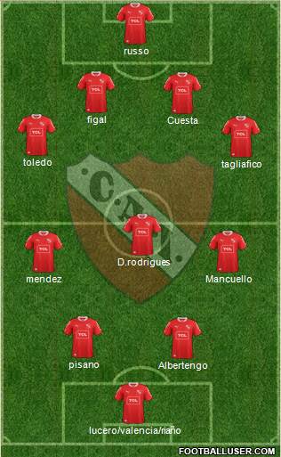 Independiente 4-3-2-1 football formation