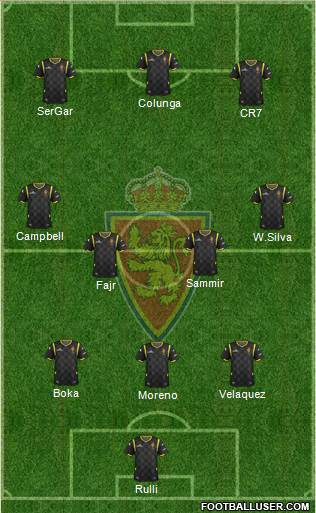 R. Zaragoza S.A.D. 3-4-3 football formation