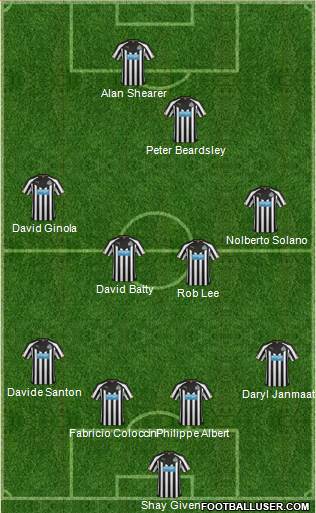 Newcastle United 4-4-1-1 football formation