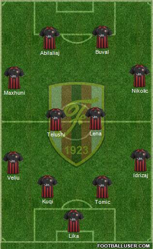 KS Flamurtari Vlorë 3-5-1-1 football formation