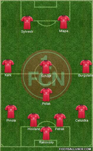 1.FC Nürnberg 4-1-3-2 football formation