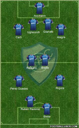 Quilmes 3-5-1-1 football formation