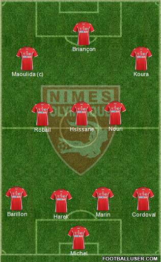 Nîmes Olympique 4-3-3 football formation