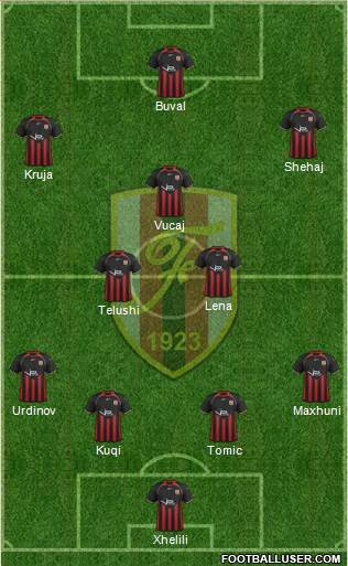 KS Flamurtari Vlorë 3-4-2-1 football formation