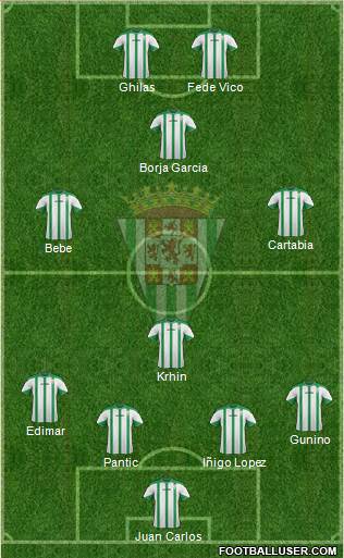 Córdoba C.F., S.A.D. 4-4-2 football formation