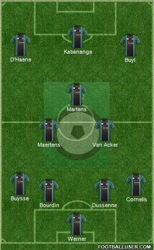 KSV Cercle Brugge 4-2-1-3 football formation