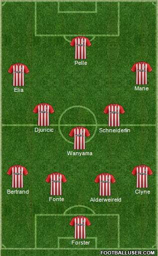 Southampton 4-4-1-1 football formation