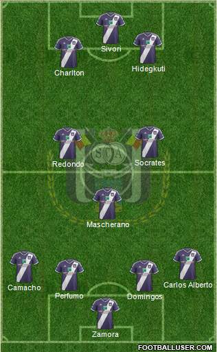 RSC Anderlecht 4-4-2 football formation