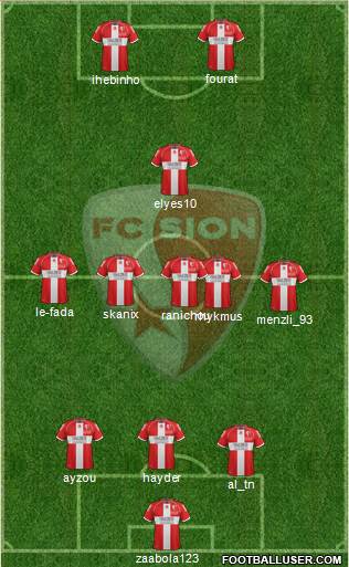 FC Sion 3-5-2 football formation