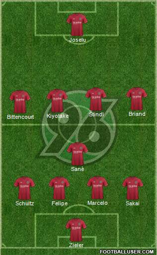 Hannover 96 4-1-4-1 football formation