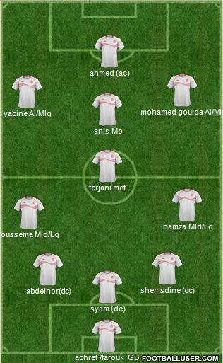 Tunisia 3-5-2 football formation