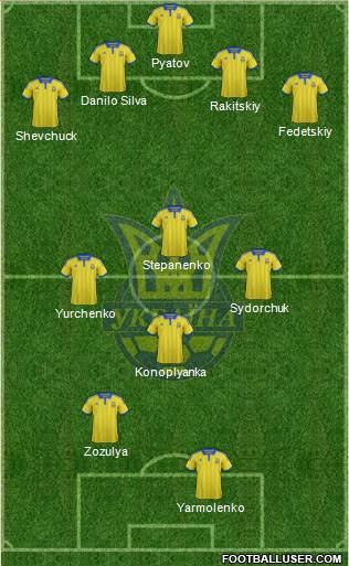 Ukraine 4-3-1-2 football formation