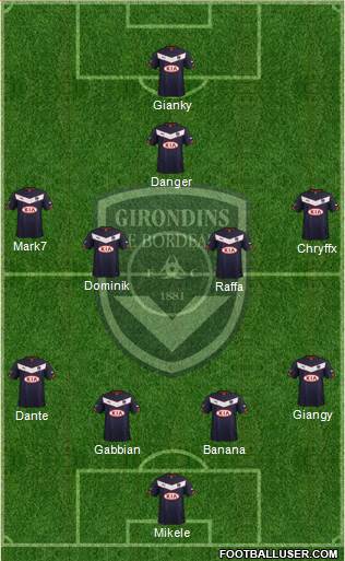 FC Girondins de Bordeaux 4-4-1-1 football formation