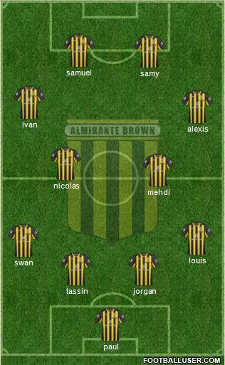 Almirante Brown 4-3-1-2 football formation
