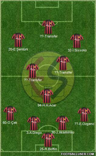 Eskisehirspor 5-4-1 football formation