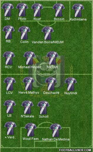 RSC Anderlecht 4-5-1 football formation