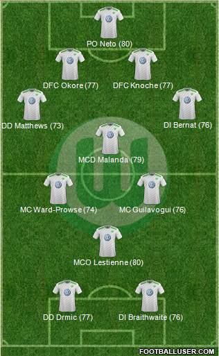 VfL Wolfsburg 4-3-1-2 football formation