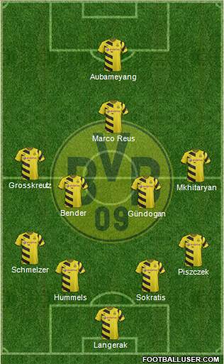 Borussia Dortmund 4-4-1-1 football formation