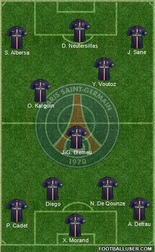 Paris Saint-Germain 4-4-1-1 football formation