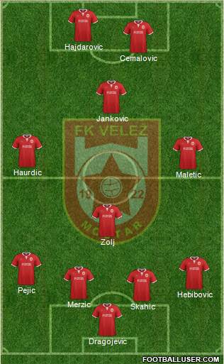 FK Velez Mostar 3-5-1-1 football formation