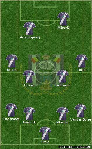 RSC Anderlecht 4-4-1-1 football formation