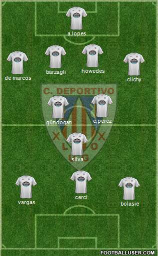 C.D. Lugo 4-3-2-1 football formation