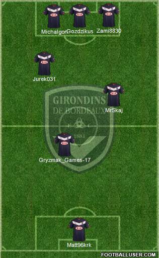 FC Girondins de Bordeaux 3-4-1-2 football formation