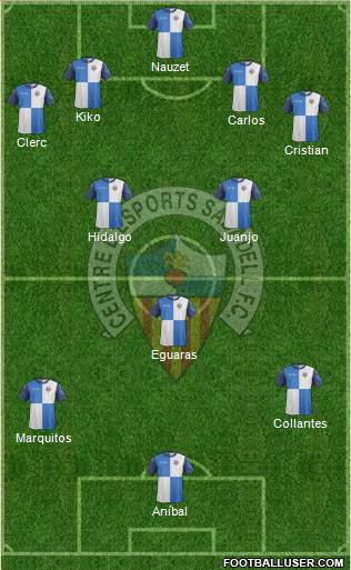 C.E. Sabadell 4-3-1-2 football formation