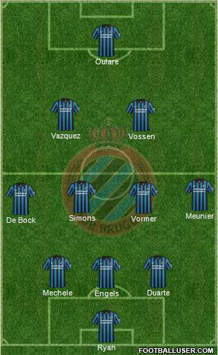 Club Brugge KV 3-4-2-1 football formation