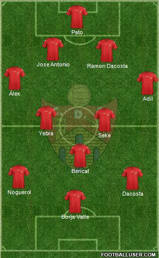 C.D. Ourense 4-2-1-3 football formation